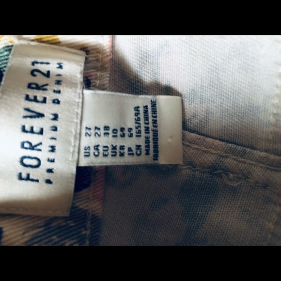 Forever 21 Cream Rose Floral Denim US 27 - Picture 4 of 4